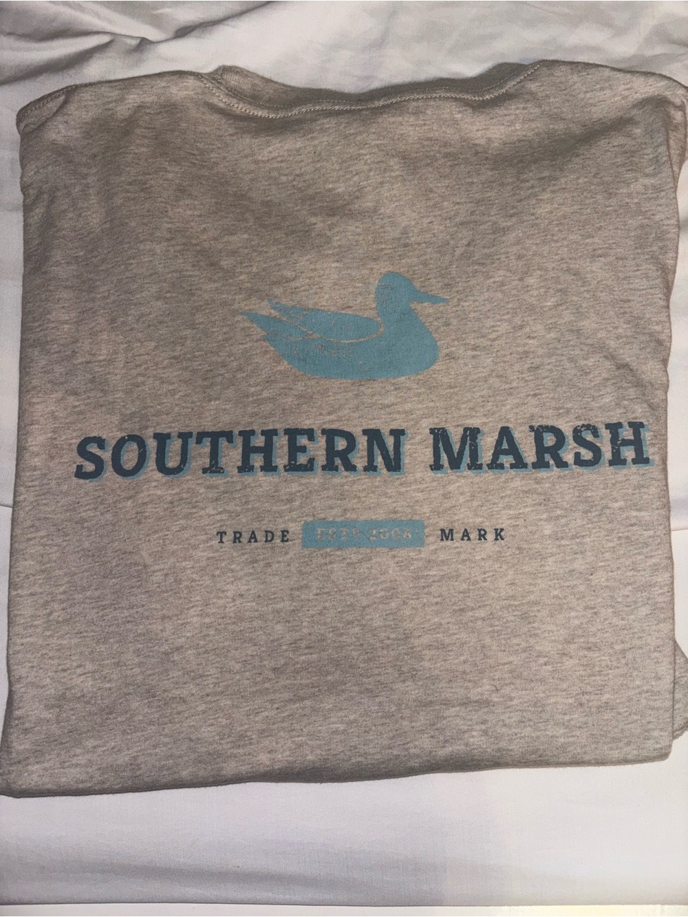 Southern Marsh Men's Light Gray Tee with Teal Duck Logo